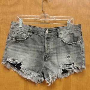 We The Free Distressed Jean Shorts with Raw Hem